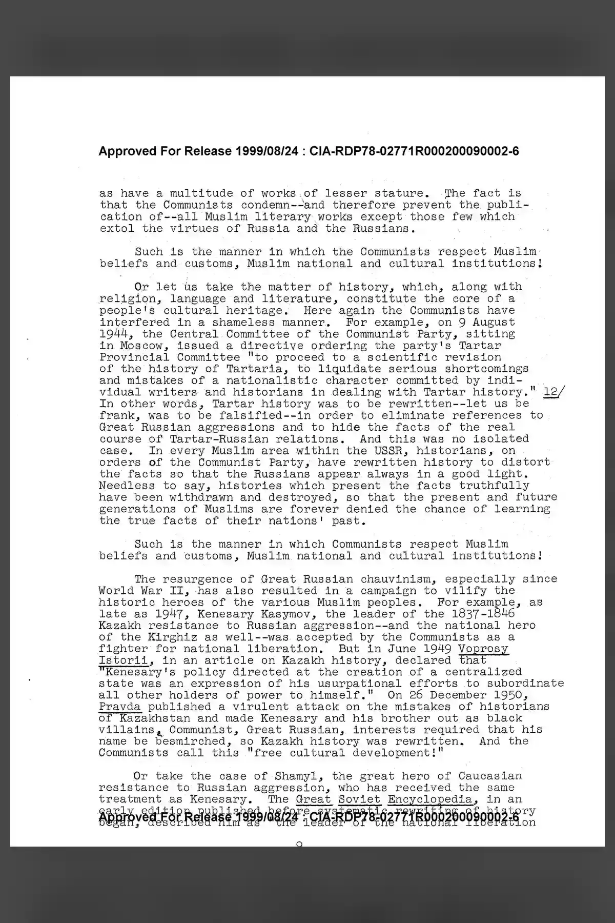 Page 9 of the typed CIA paper of June 1957, with Approved For Release stamps at top and bottom.