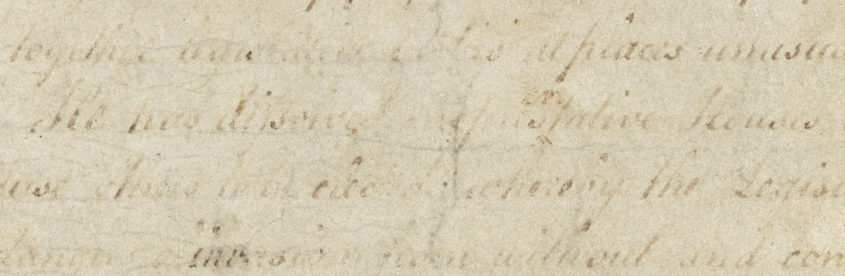 Faded brown handwriting on tan parchment, the words He has dissolved Representative Houses barely legible.