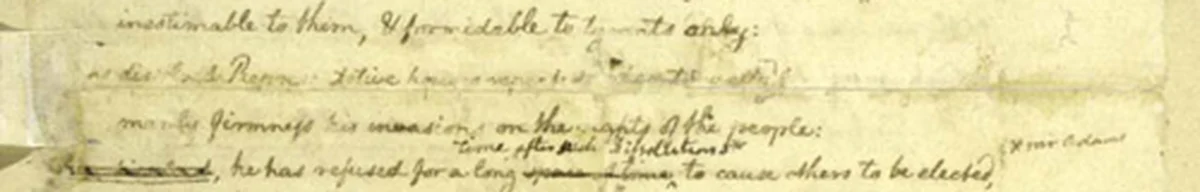 A faint line of Jefferson's handwriting along a horizontal fold in the paper, with stronger lines above and below it.