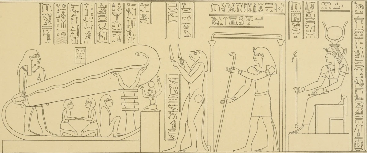 Dendera Crypt No. 4: Auguste Mariette's 1871 Drawing of the "Light Bulb" Relief | Digital Download, Printable Wall Art