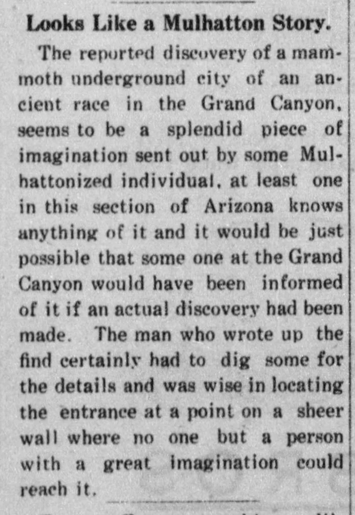 A short newspaper item headed Looks Like a Mulhatton Story.